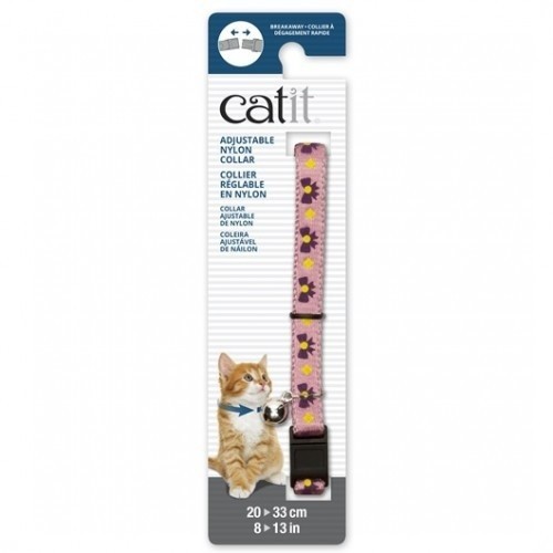 Coleira ajustável com sino para gatos, rosa/roxa