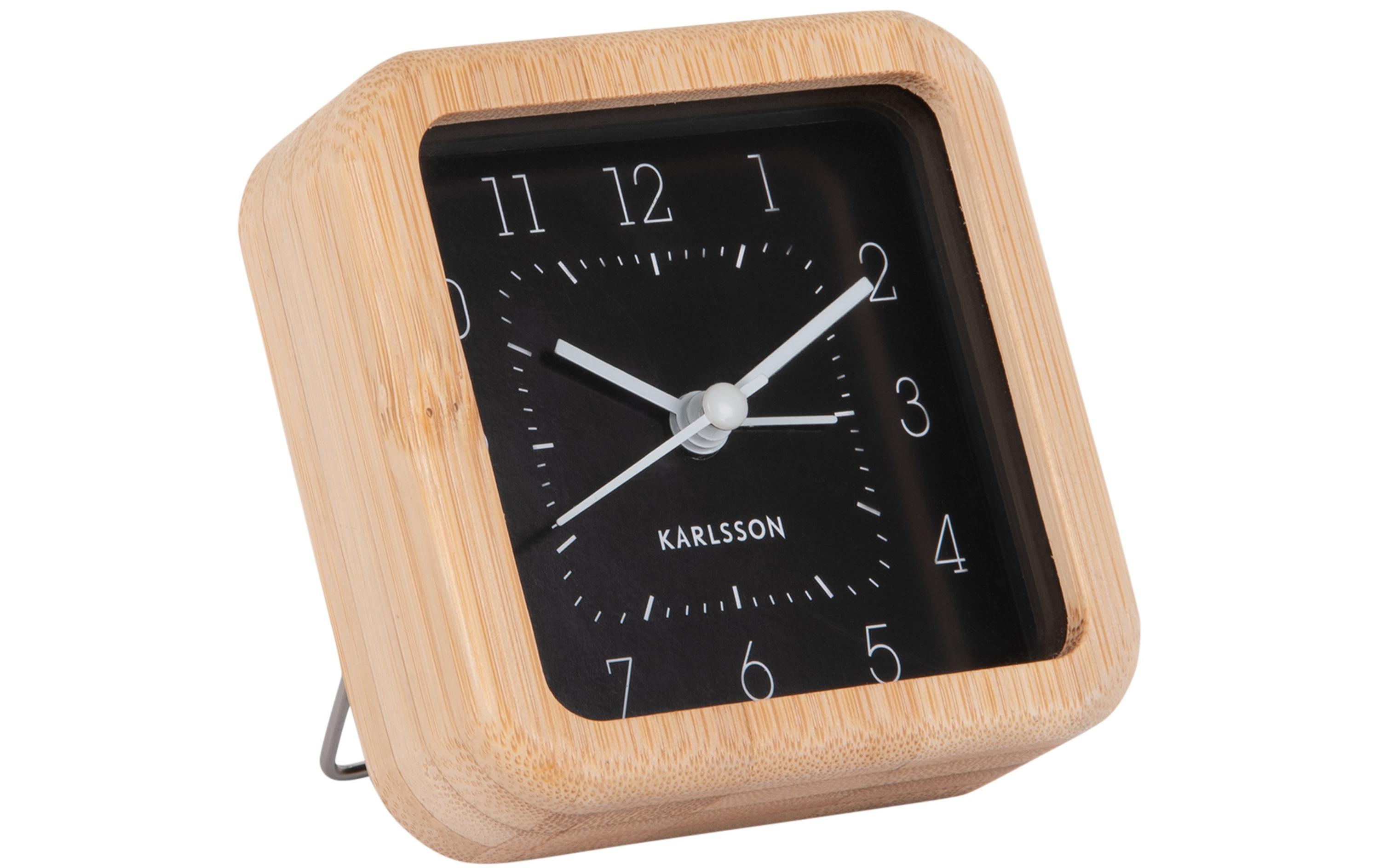 Klassischer Wecker Neat Square Bambus / SchwarzBambuswecker