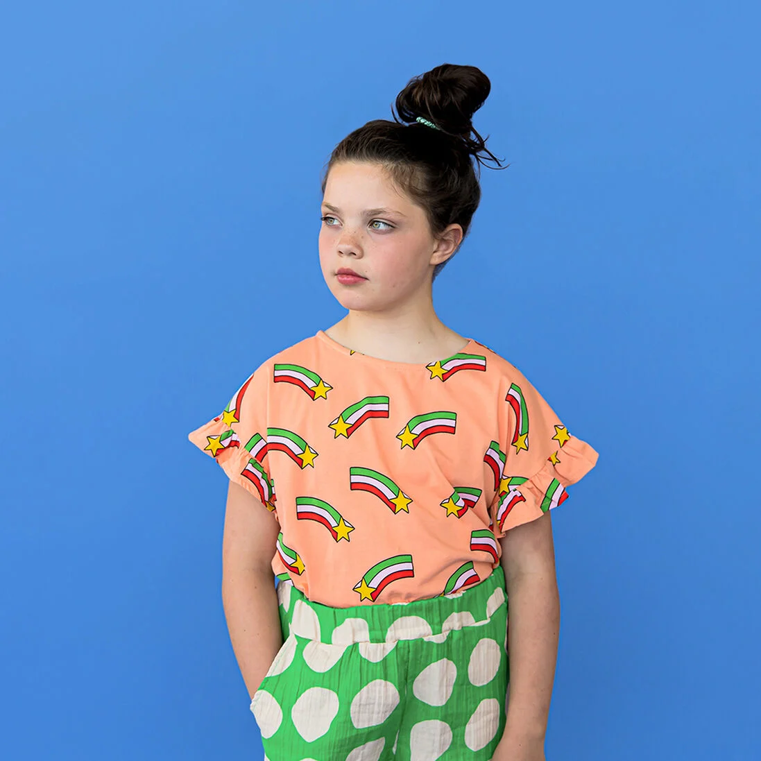 CARLIJNQ perzik carlijnq t-shirt star - frilled shirt