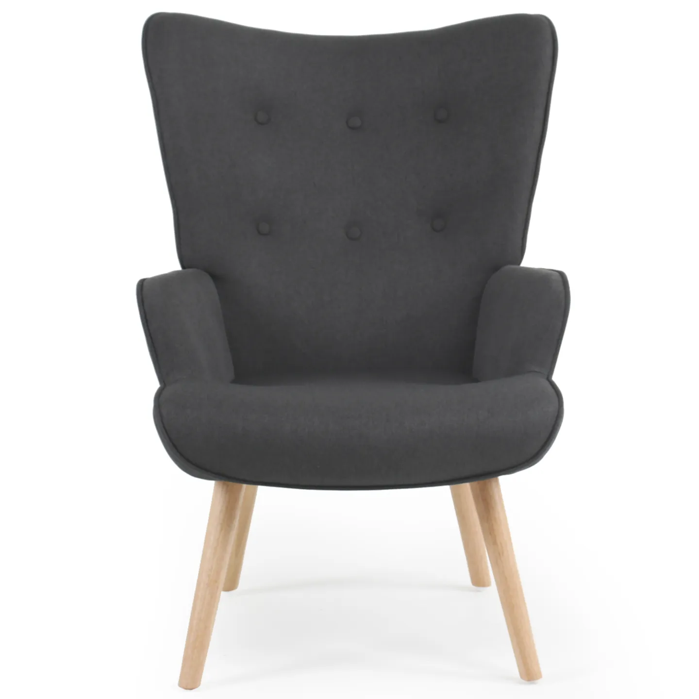 Fauteuil scandinave IVAR avec repose pieds gris anthracite