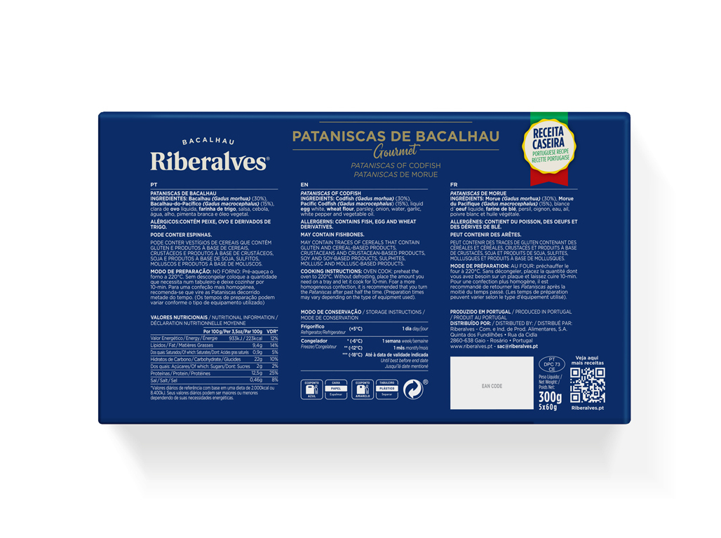PATANISCAS DE BACALHAU RIBERALVES FORNO (5 UNID) 300G