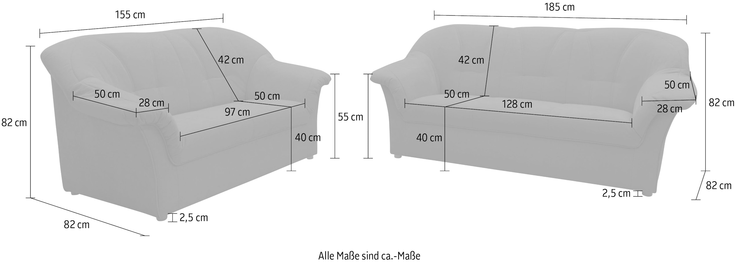 DOMO collection Polstergarnitur »Pegnitz zeitloses und elegantes Design« Set, 2 Stk. tlg.