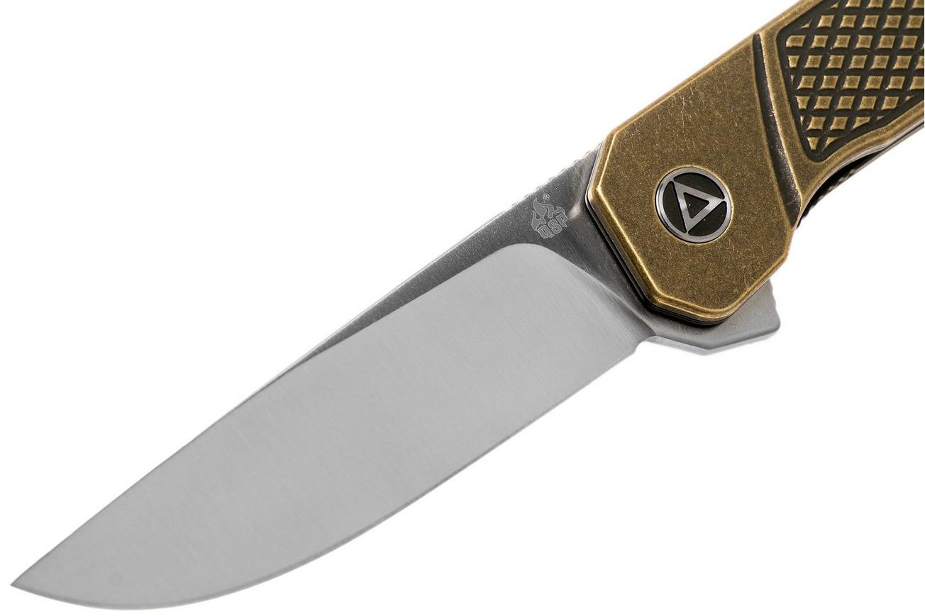 QSP Knife Osprey QS139-D1 Textured Brass, Satin, zakmes