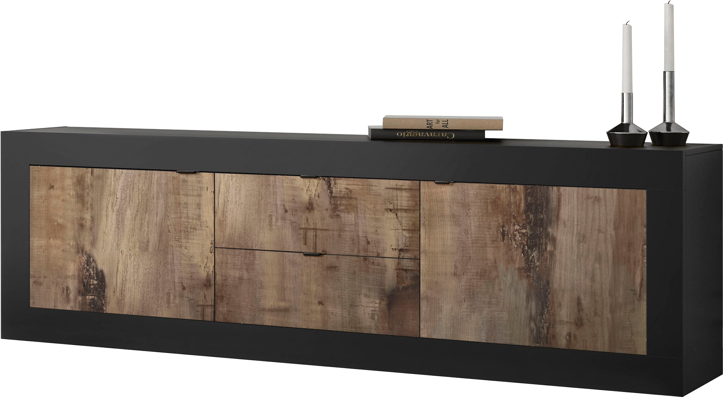 INOSIGN Lowboard »Basic Breite 210 cm, TV-Board 2 Türen, 2 Schubkästen, TV-Schrank« Metallgriff, moderne Rahmenoptik, viel Stauraum, Farbauswahl