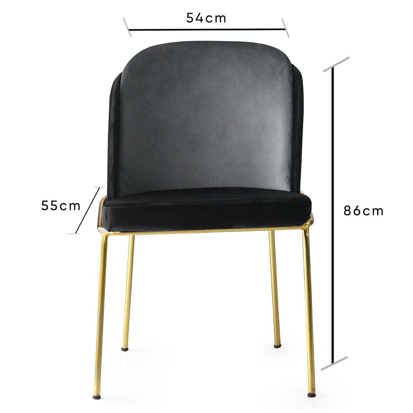 Wooden Art 2 Chaises Dore noir/doré - 54x86x55 cm