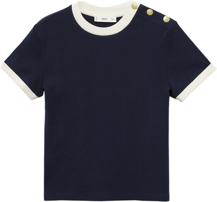 MANGO T-shirt with contrasting buttons Navy