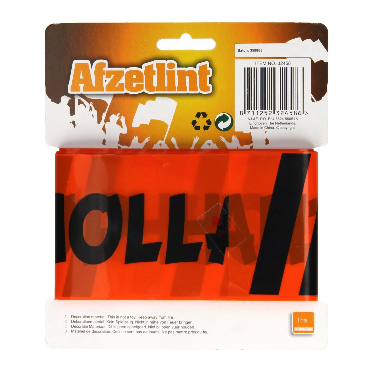 Afzetlint Oranje, 15 meter