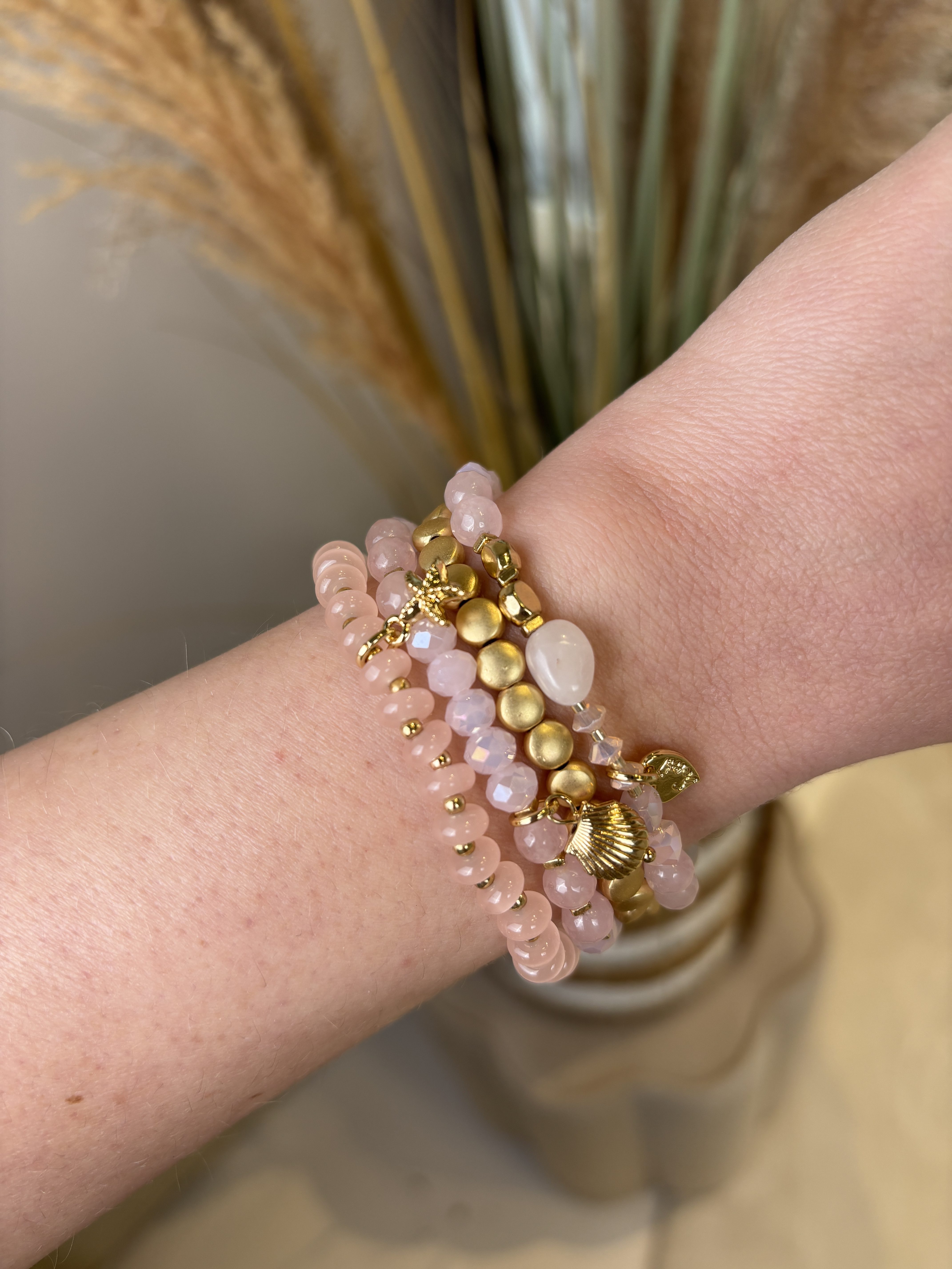 Rose Quarts Armbanden Set