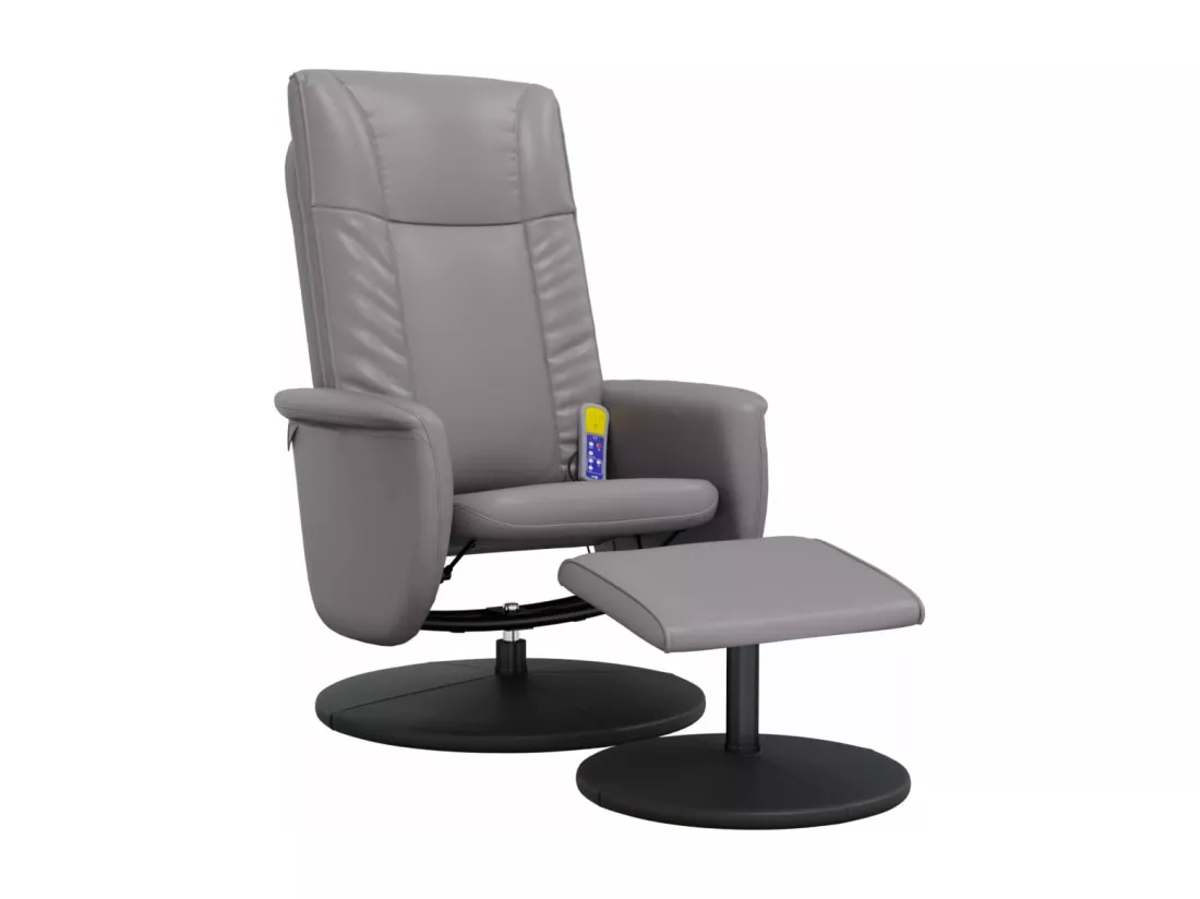 Fauteuil inclinable massant avec repose-pied gris similicuir