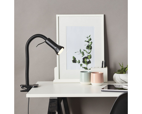 Klemlamp, 1-lichts, H 52cm, flexibel, zwart