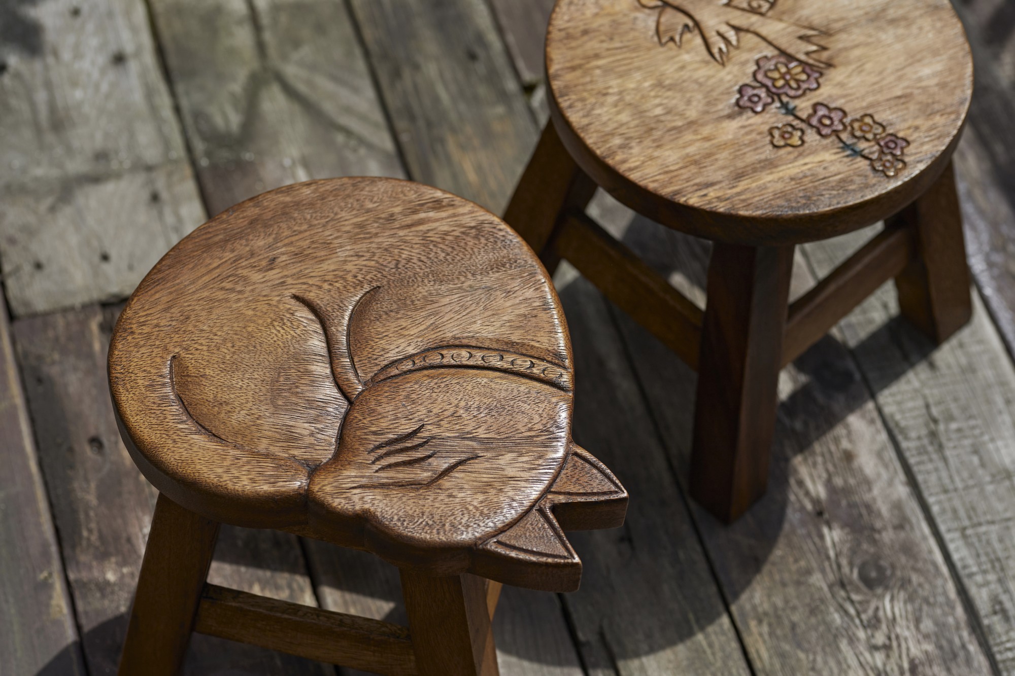Hocker 'Katze', natur, H 25 cm, Ø 25 cm von fischer's lagerhaus