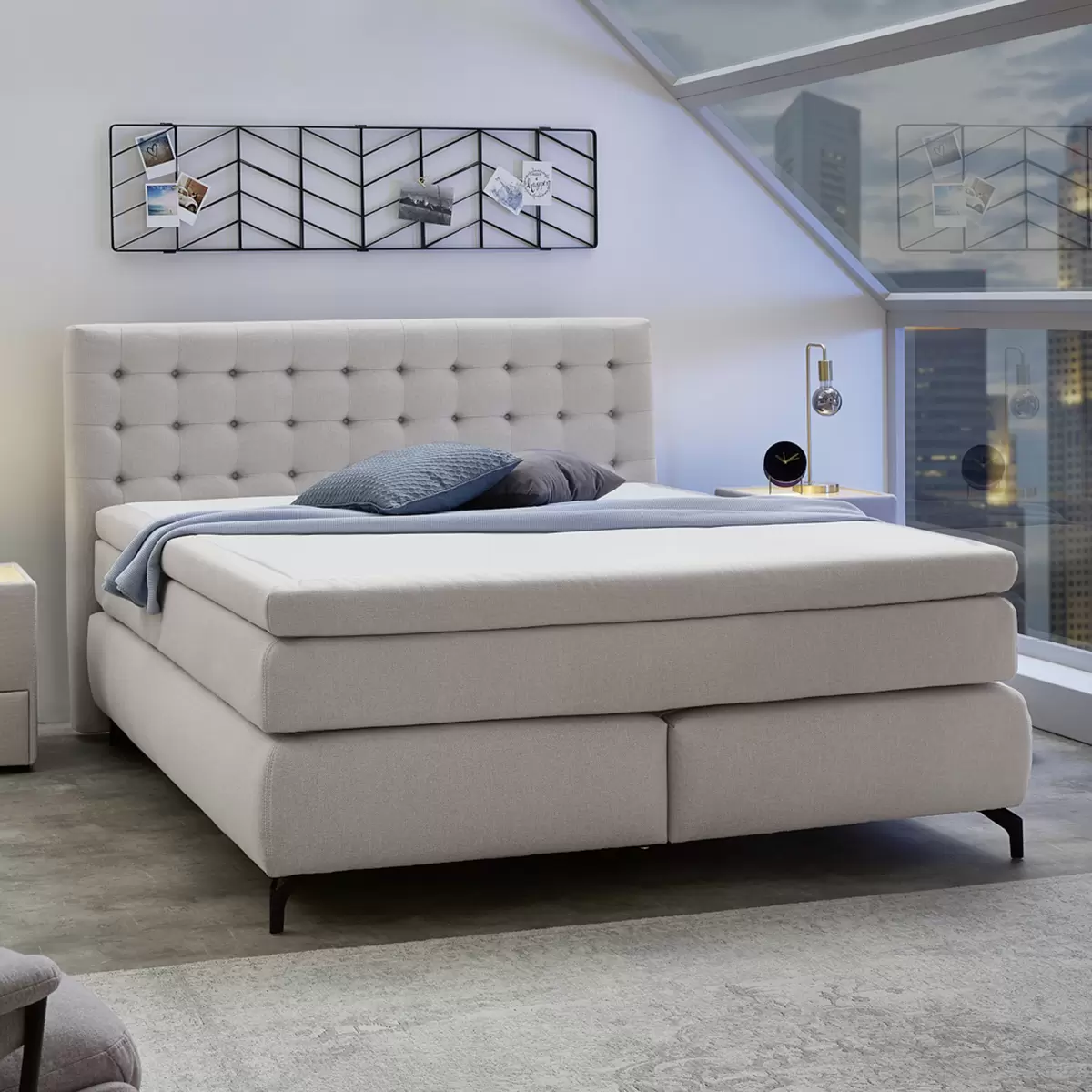 Boxspringbett Jens 180 x 200 Hellgrau