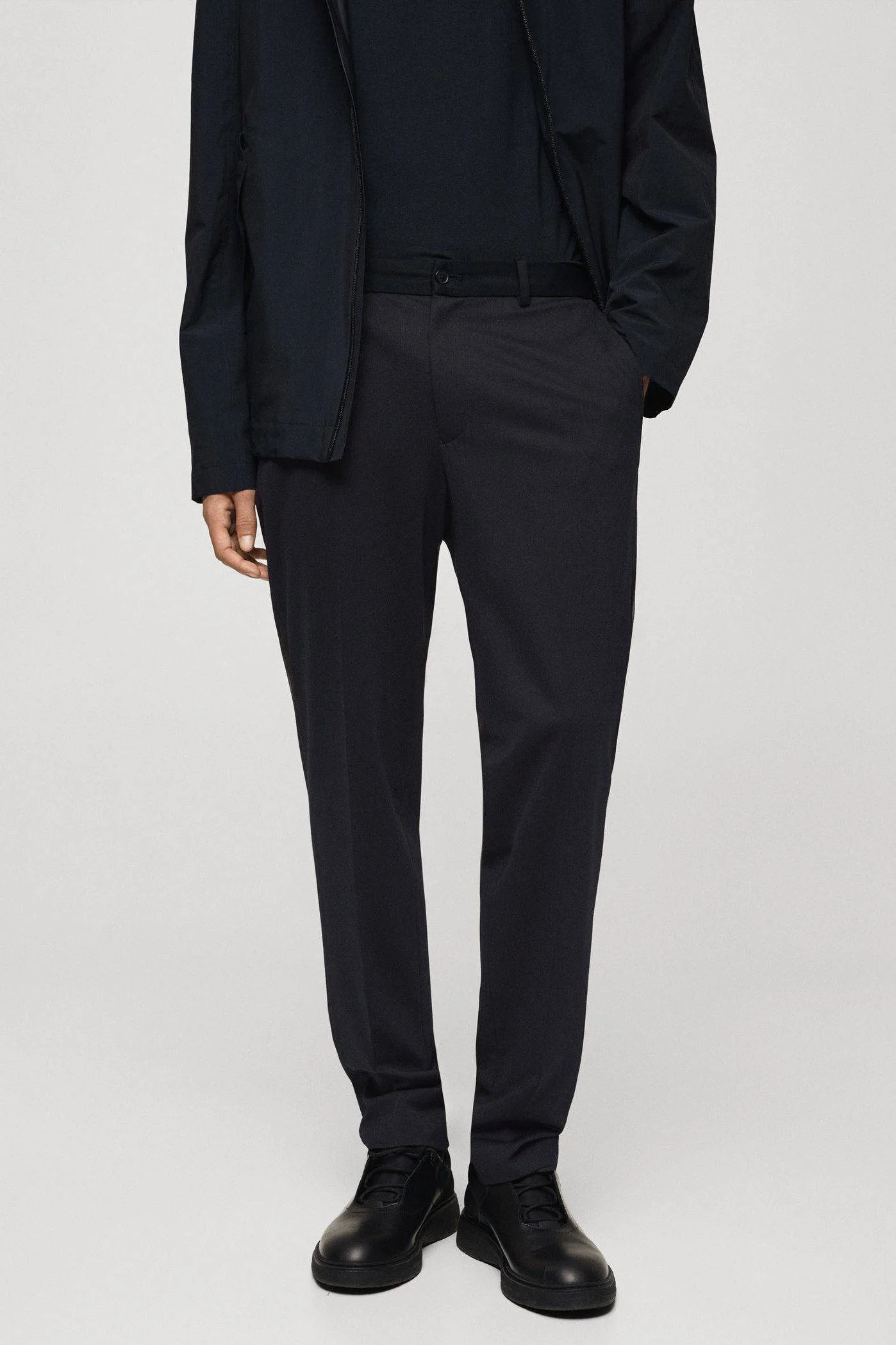 Mango Man slim fit pantalon donkerblauw