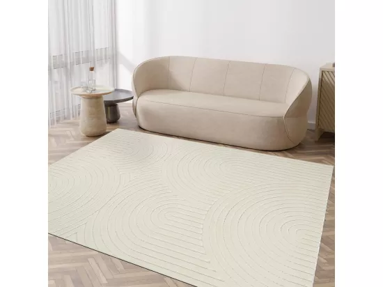 Tapis intérieur extérieur 200x280 en relief ARC6EL Crème ton sur ton