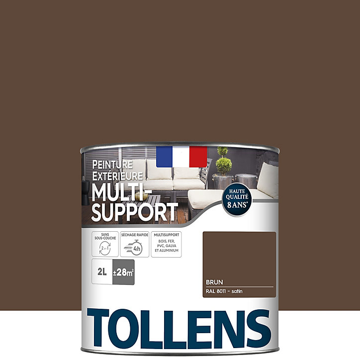 Peinture extérieure multi-supports Tollens satin brun 2L