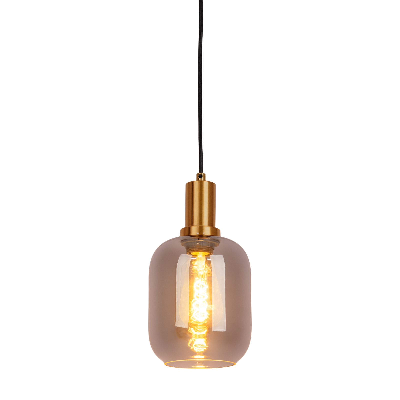 Pendelleuchte FUMO - schwarz-gold - Rauchglas - Ø 21,2 cm