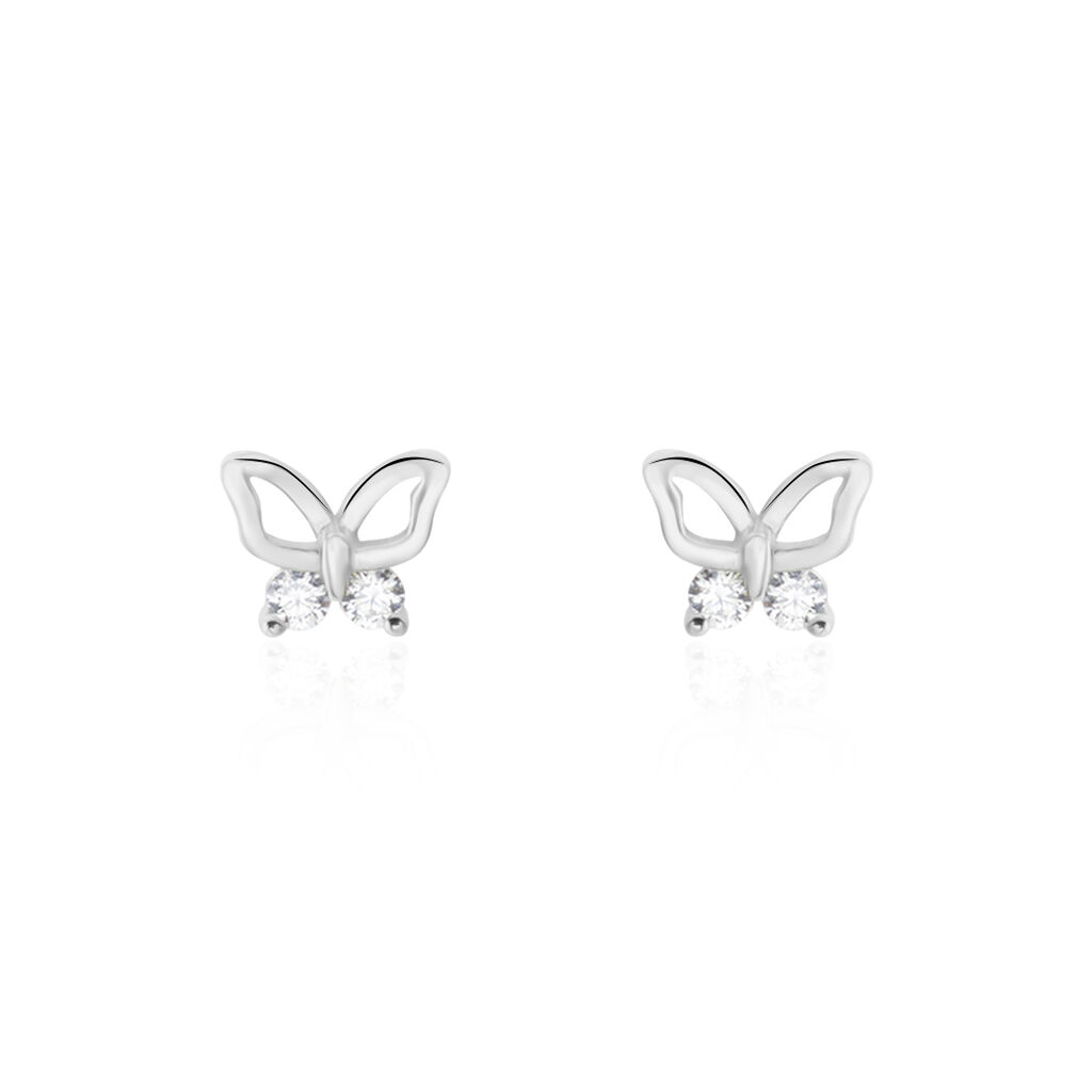 Boucles D'oreilles Puces Cyprian Argent Blanc Oxyde