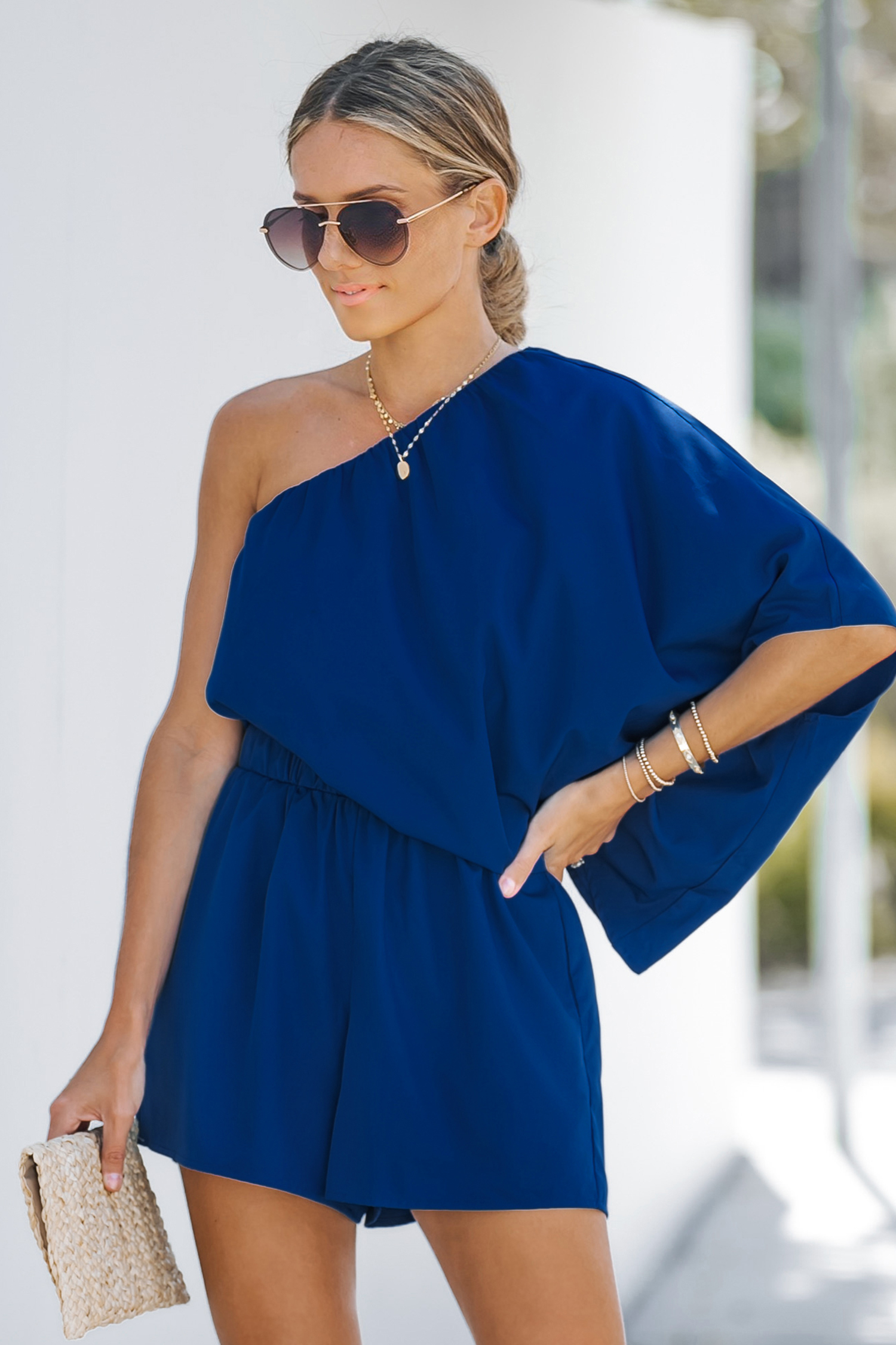 Combishort à une épaule bleu royal