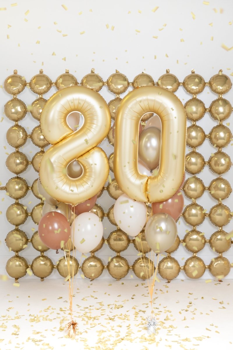 0 Jaar Cijfer Ballon Goud Satijn Folie Leeg 86cm