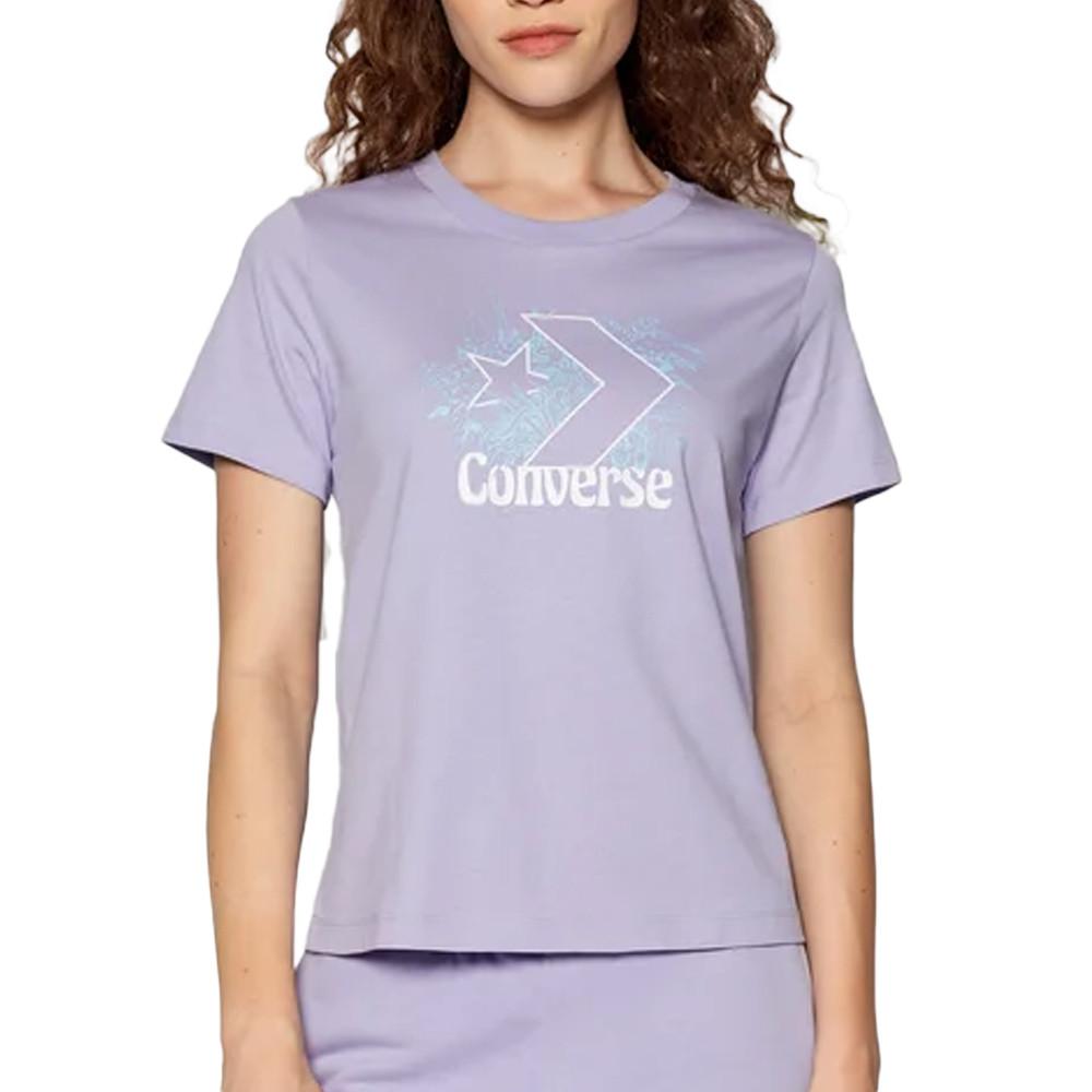 Converse T-shirt Mauve Femme Converse 3219