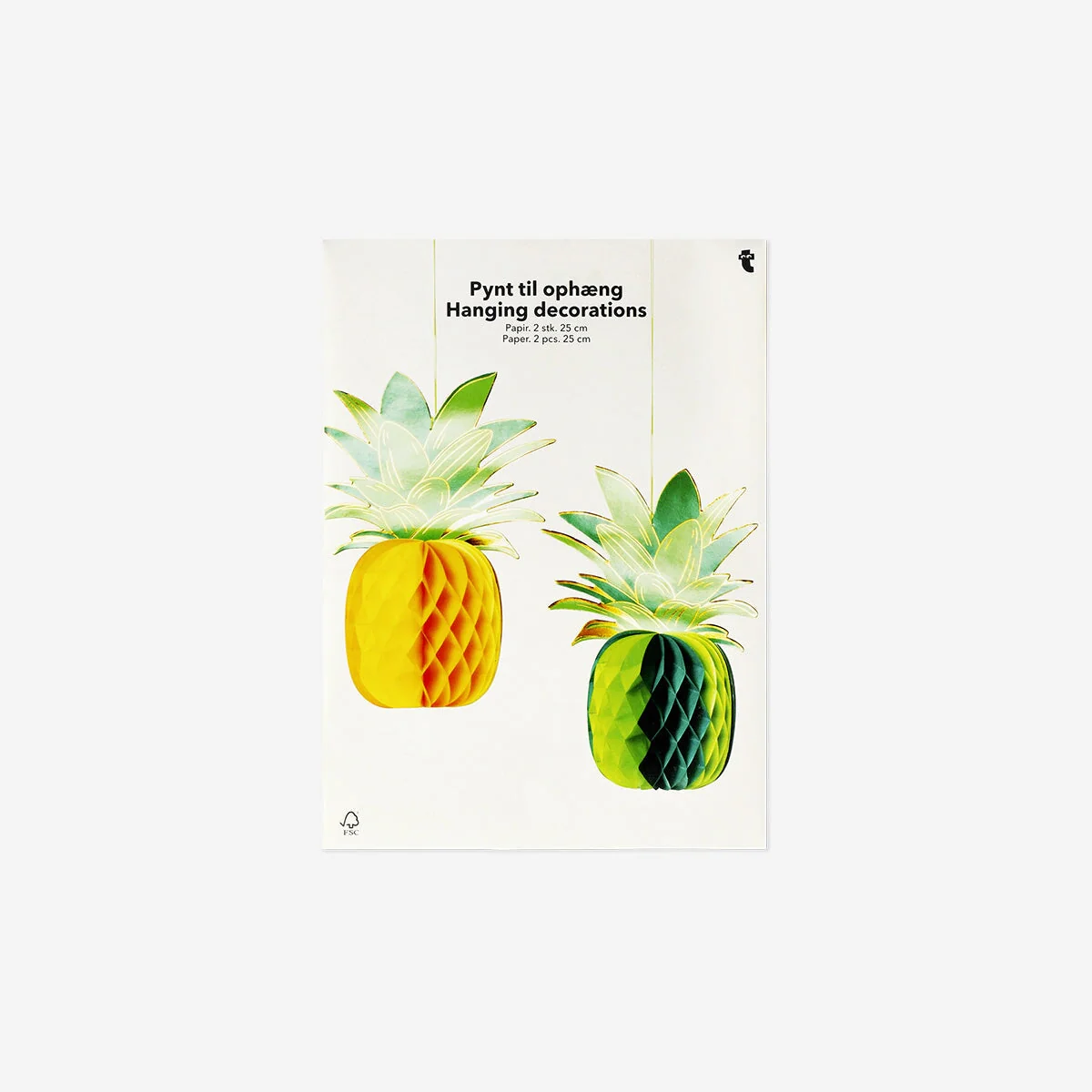 Hængende honeycomb ananas dekorationer - 2 stk.