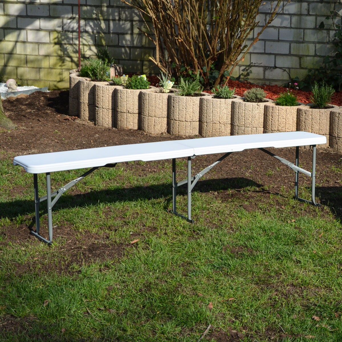 Kunststoff Bierbank - Klappbar 182x27x43 - Sitzbank - Gartenbank Camping Bank