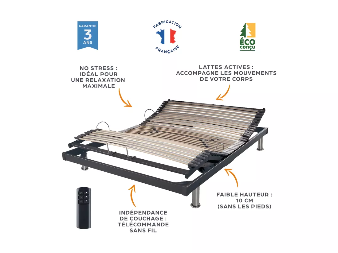 Ensemble relaxation S50 + Matelas Latex Louxor - 5 zones - 140x190 - Gris