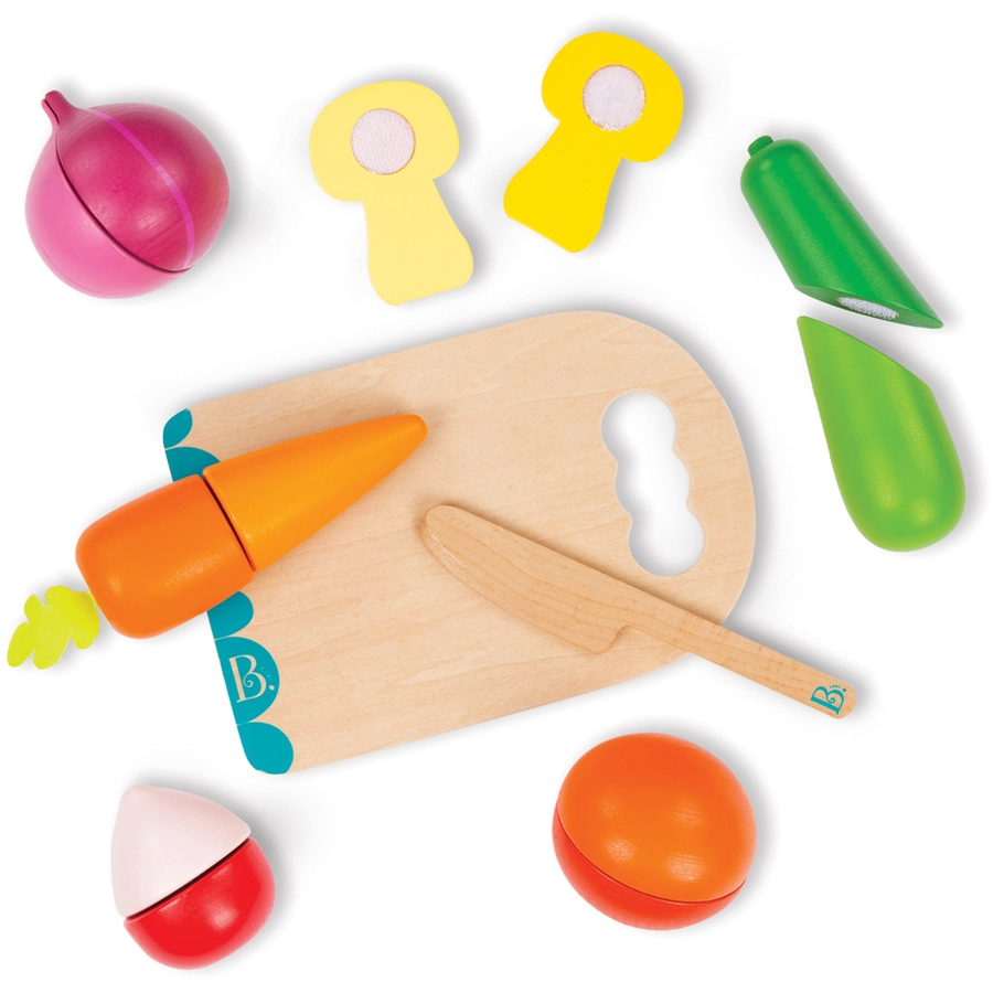 B.TOYS B. Chop 'n' Play -  Holz-Gemüse mit Klettverbindung inkl. Schneidebrett 14-teilig Mehrfarbig