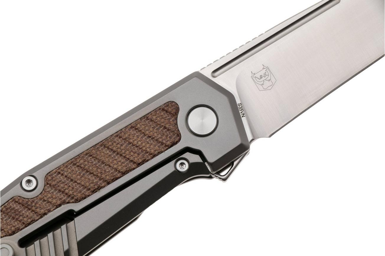 Real Steel Rokot Premium 7645N Satin S35VN, Titanium Natural Micarta Inlay, zakmes
