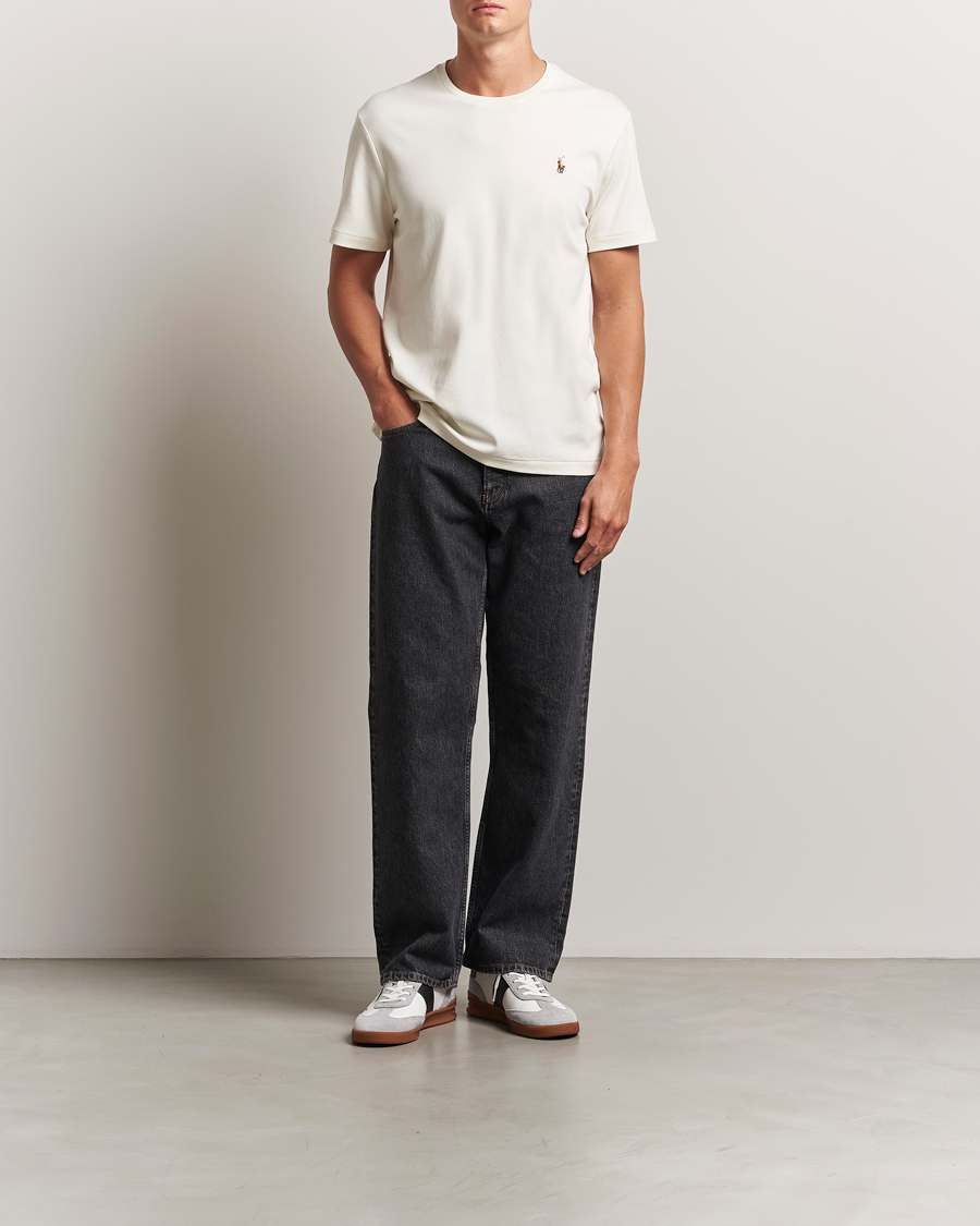 Polo Ralph Lauren Luxury Pima Cotton Crew Neck T-Shirt Pale Cream