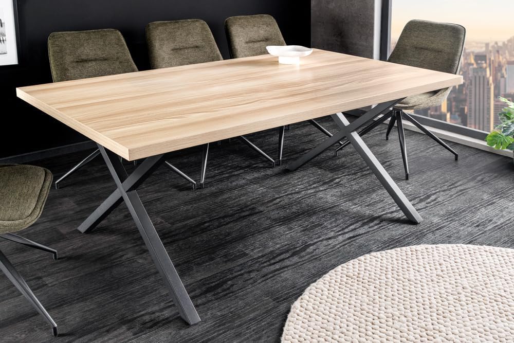 Riess Ambiente Industrial Esstisch LOFT - 160cm - Natur schwarz - rechteckig Eiche-Dekor X-Gestell Stahl Holzoptik