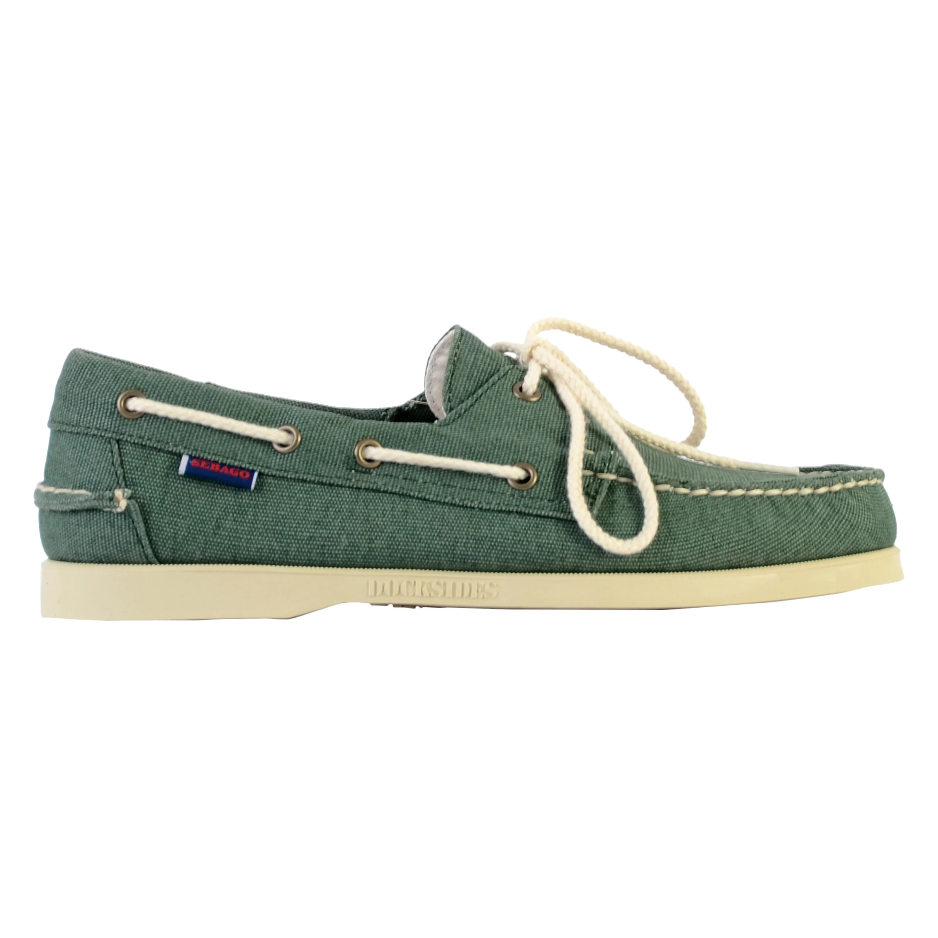 Mocassin à lacets100z washed canvas | Vert