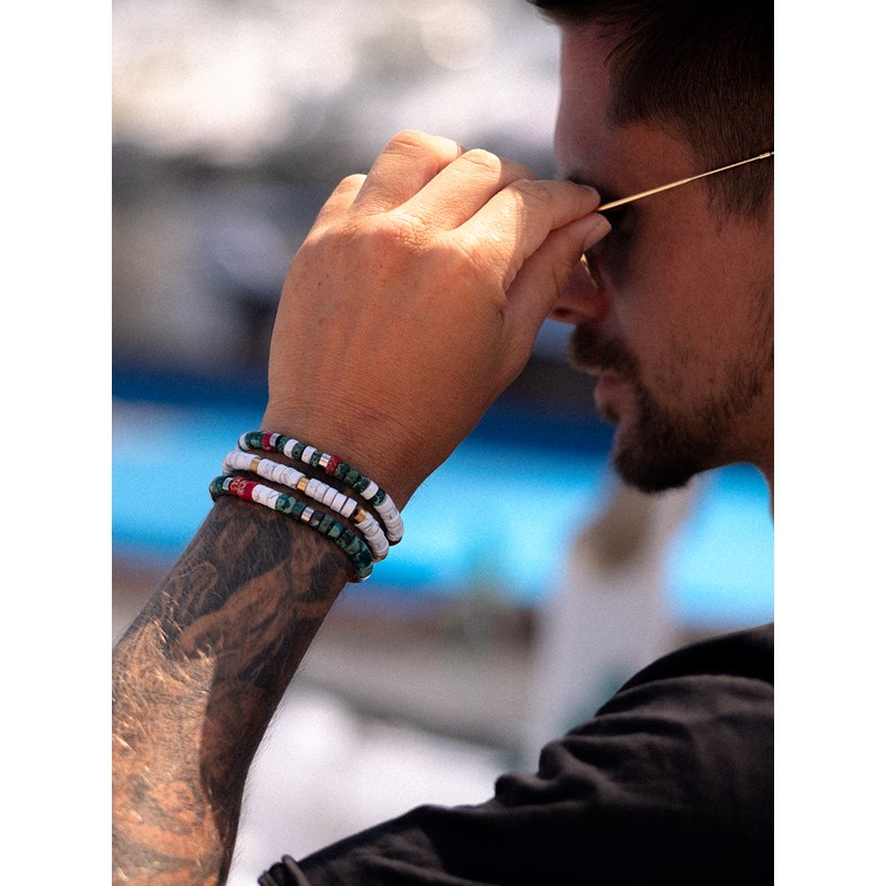Bracelet Acier En Perles De Coquillage Nacre Et Noir-Medium-18cm