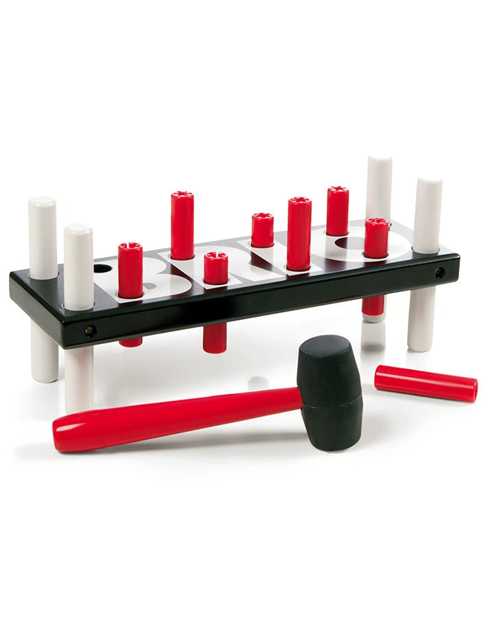 Holz-Spielzeug KLOPFBANK 10-teilig in schwarz/rot