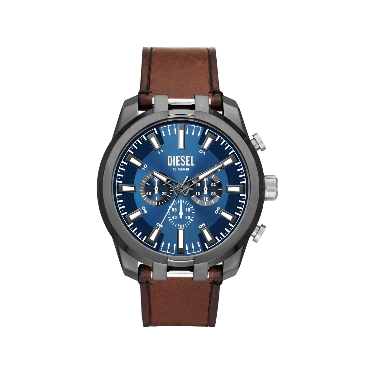 Montre DIESEL split homme bracelet cuir marron