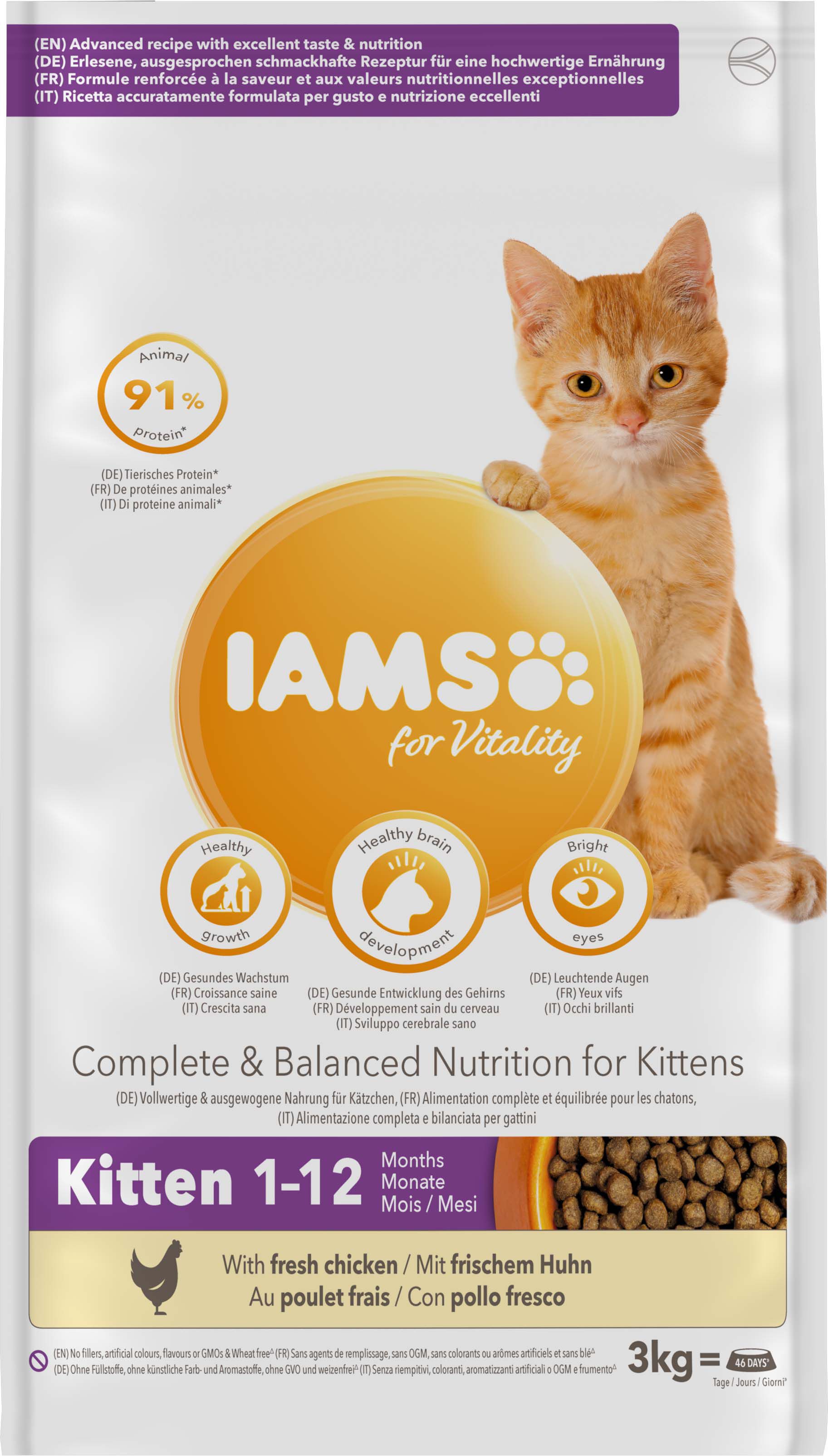 Iams Kitten & Junior - Kattenvoer - 3 Kilogram - kip