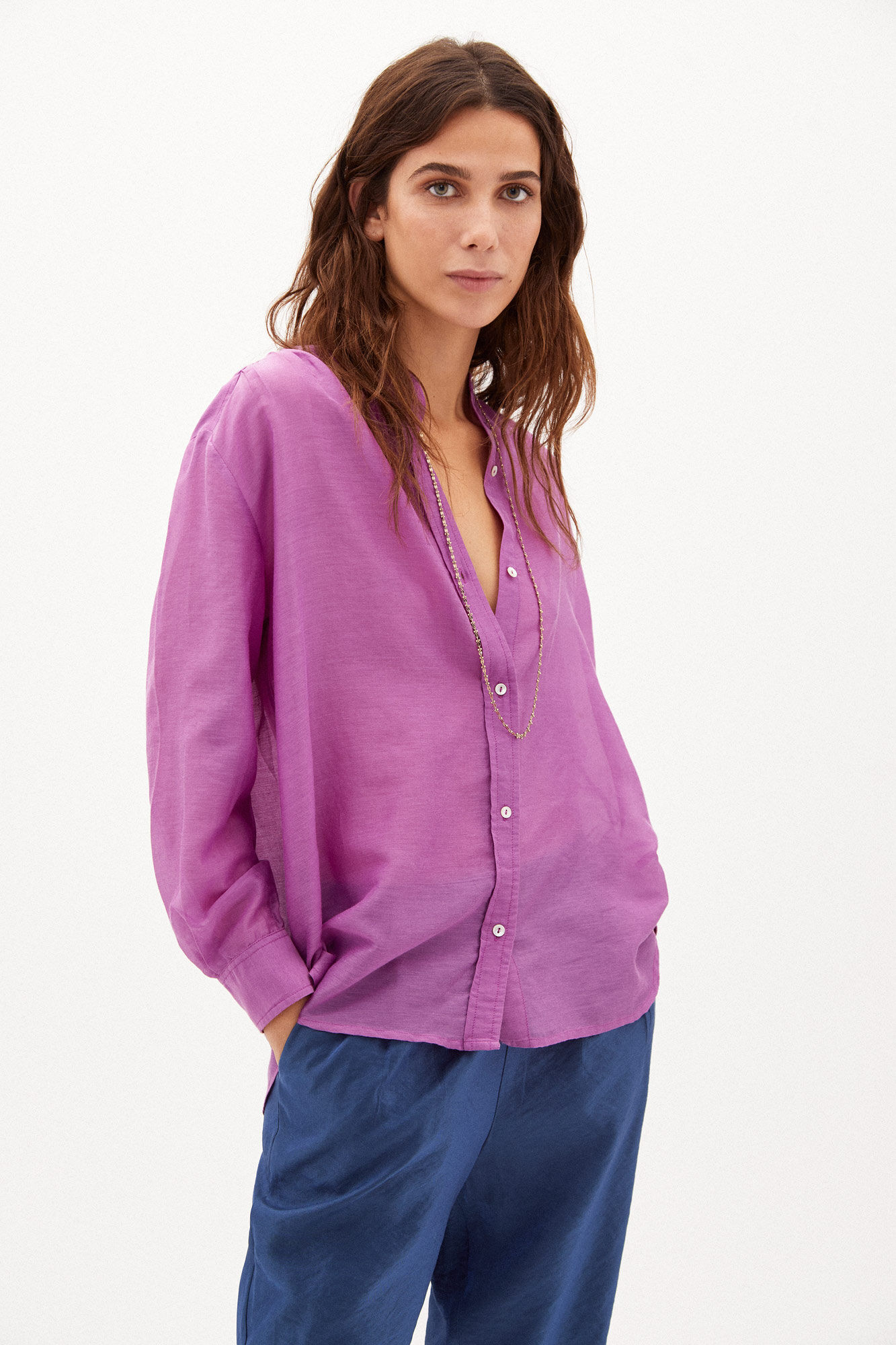 Blusa Emma Flowy com seda - Rosa