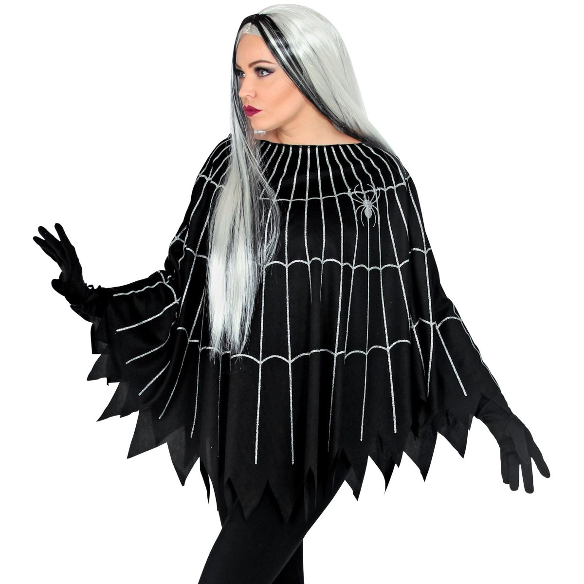 Halloween Poncho Spinnenweb