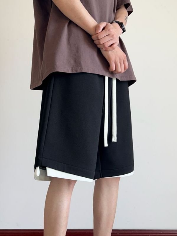 Obikan - Sweatshorts met trekkoord in de taille en tweekleurig paneel