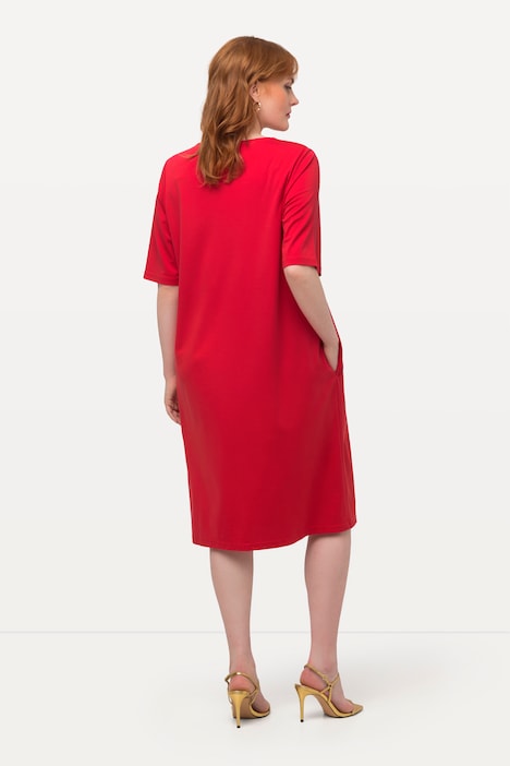 Minikleid, Oversized, Zierfalte, V-Ausschnitt, Halbarm