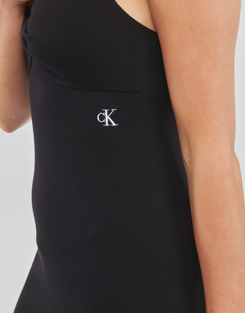 Calvin Klein Jeans - STRAPPY TWISTED RIB DRESS - Noir