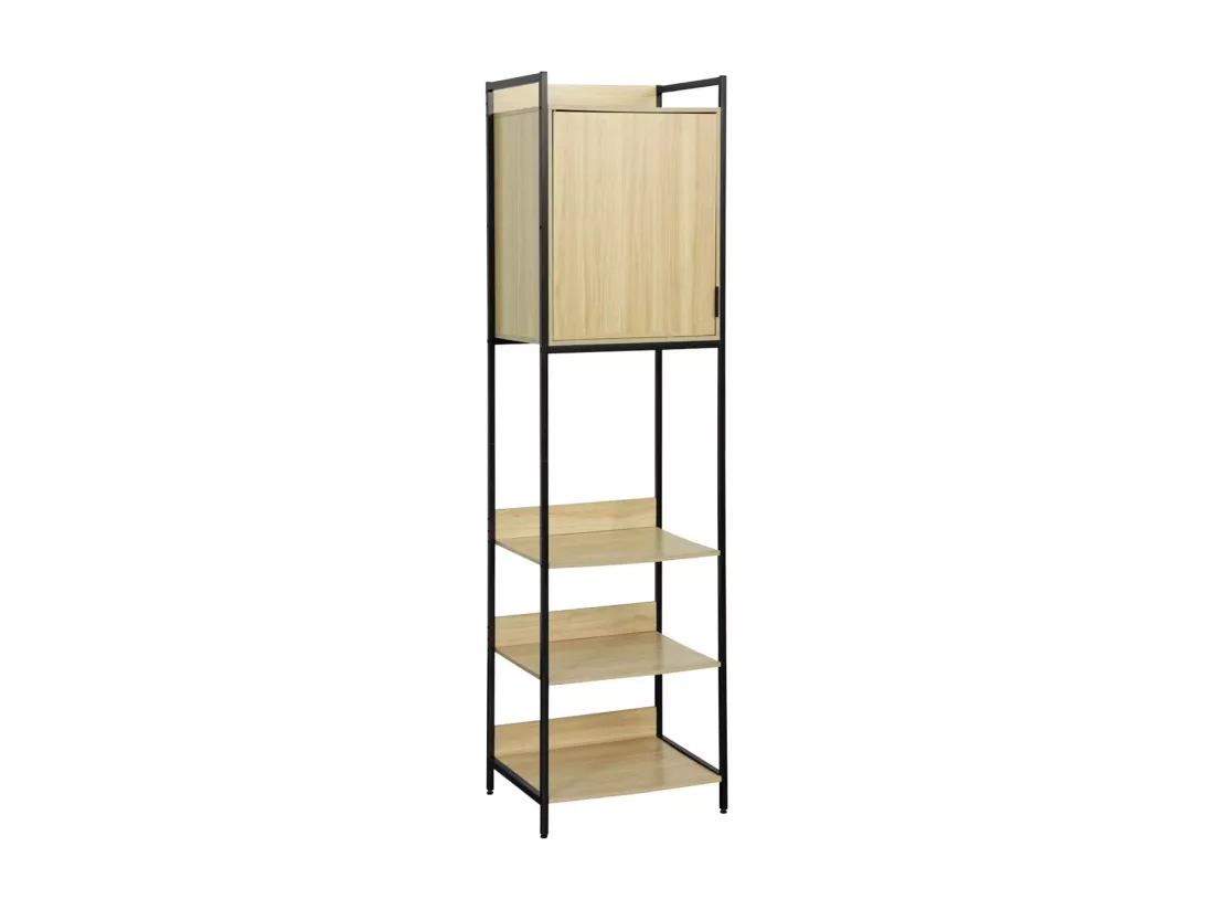 Module dressing noir avec 5 étagères et 1 porte. L 60 x P 48 x H 190 cm