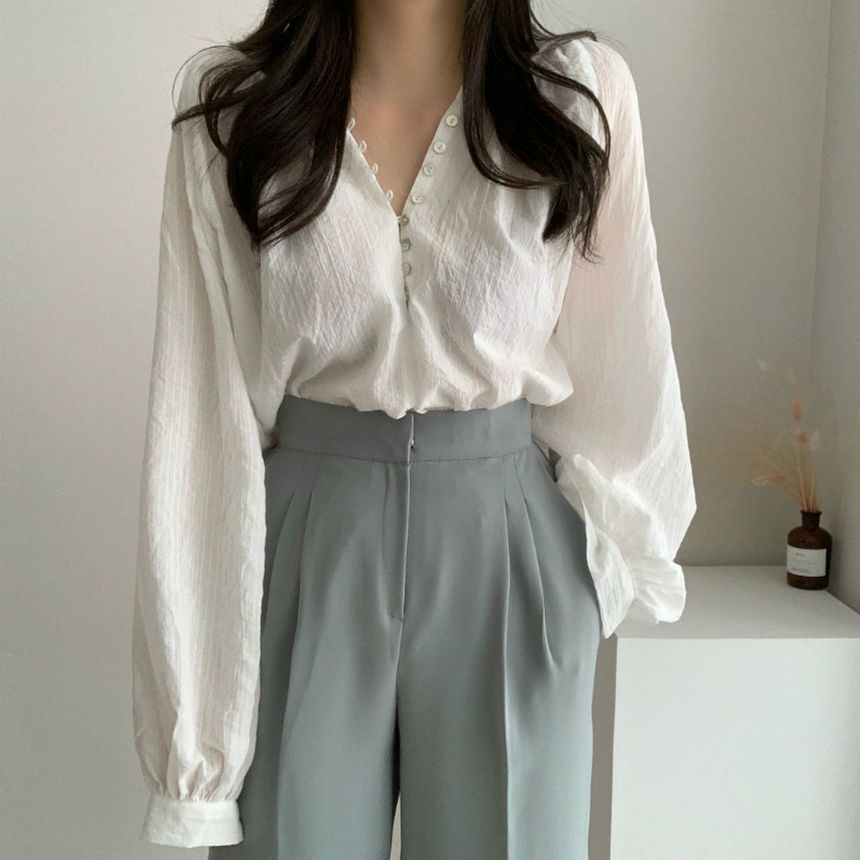 Mori Girls - Henley-blouse met lange mouwen