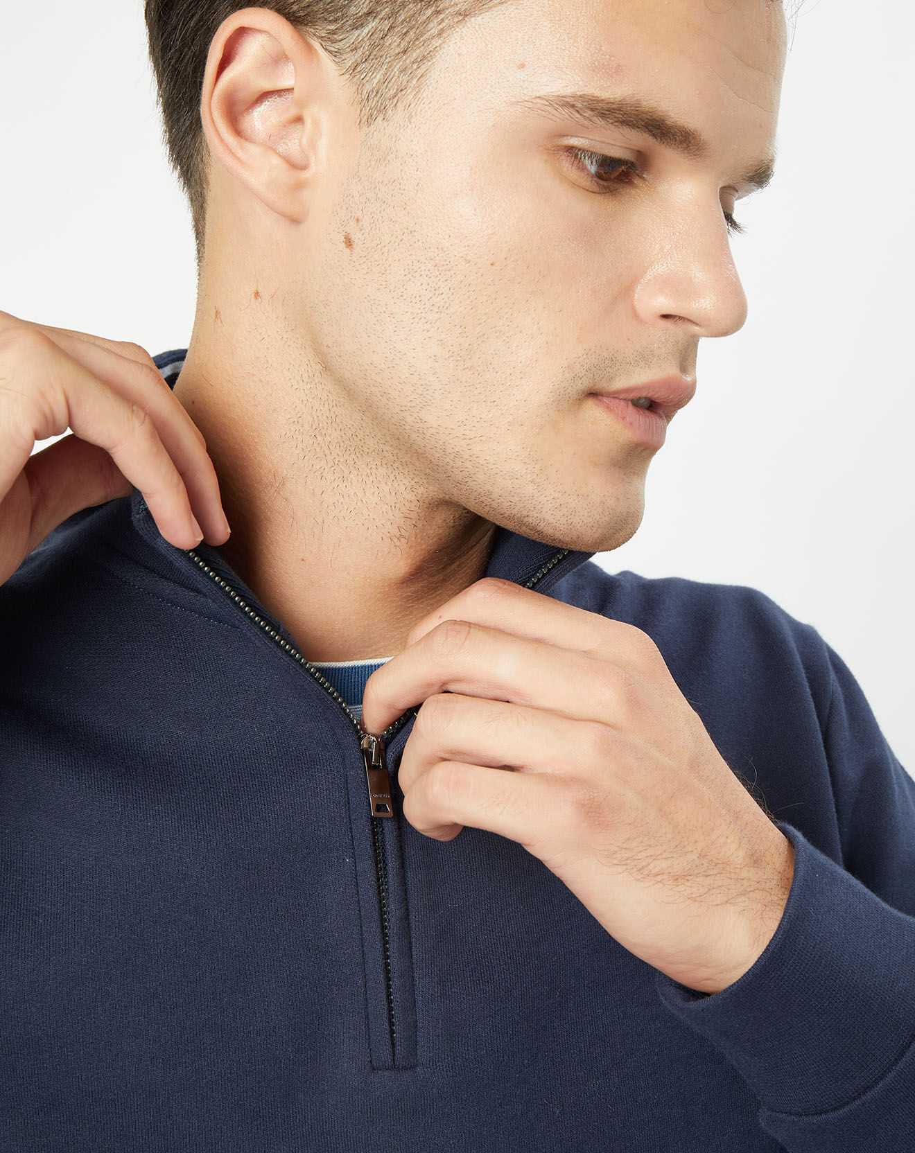 Hackett London Sweat col montant zippé bleu marine