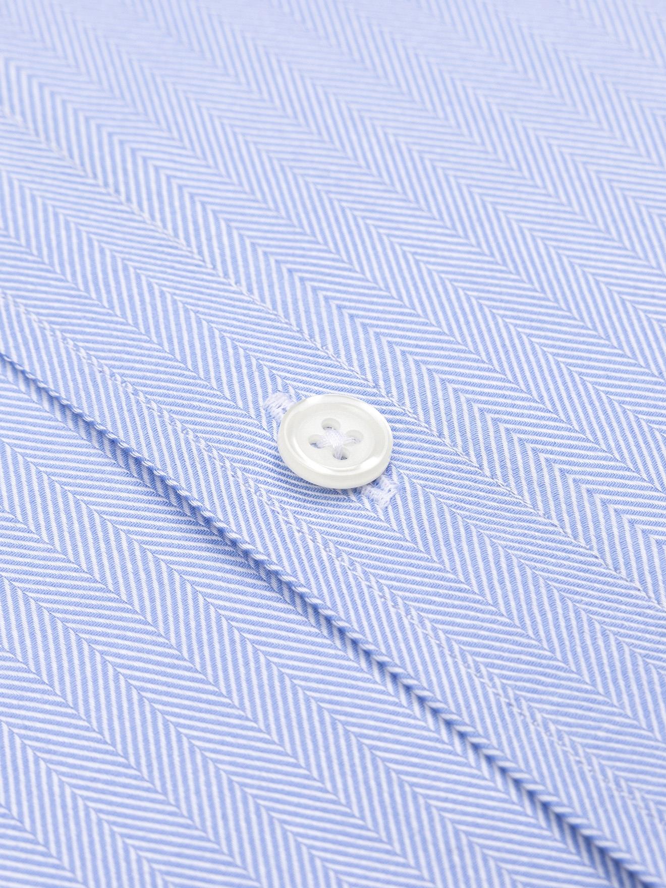 Chemise cintrée en chevron ciel   - Col boutonné