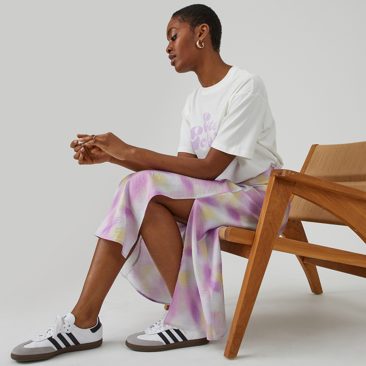 LA REDOUTE COLLECTIONS<br>Saia midi com estampa tie-dye