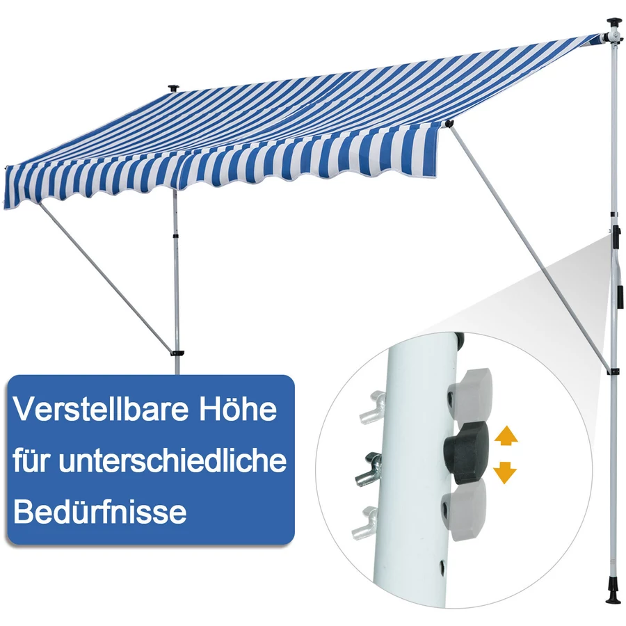 Outsunny Klemmmarkise mit Faltarm blau