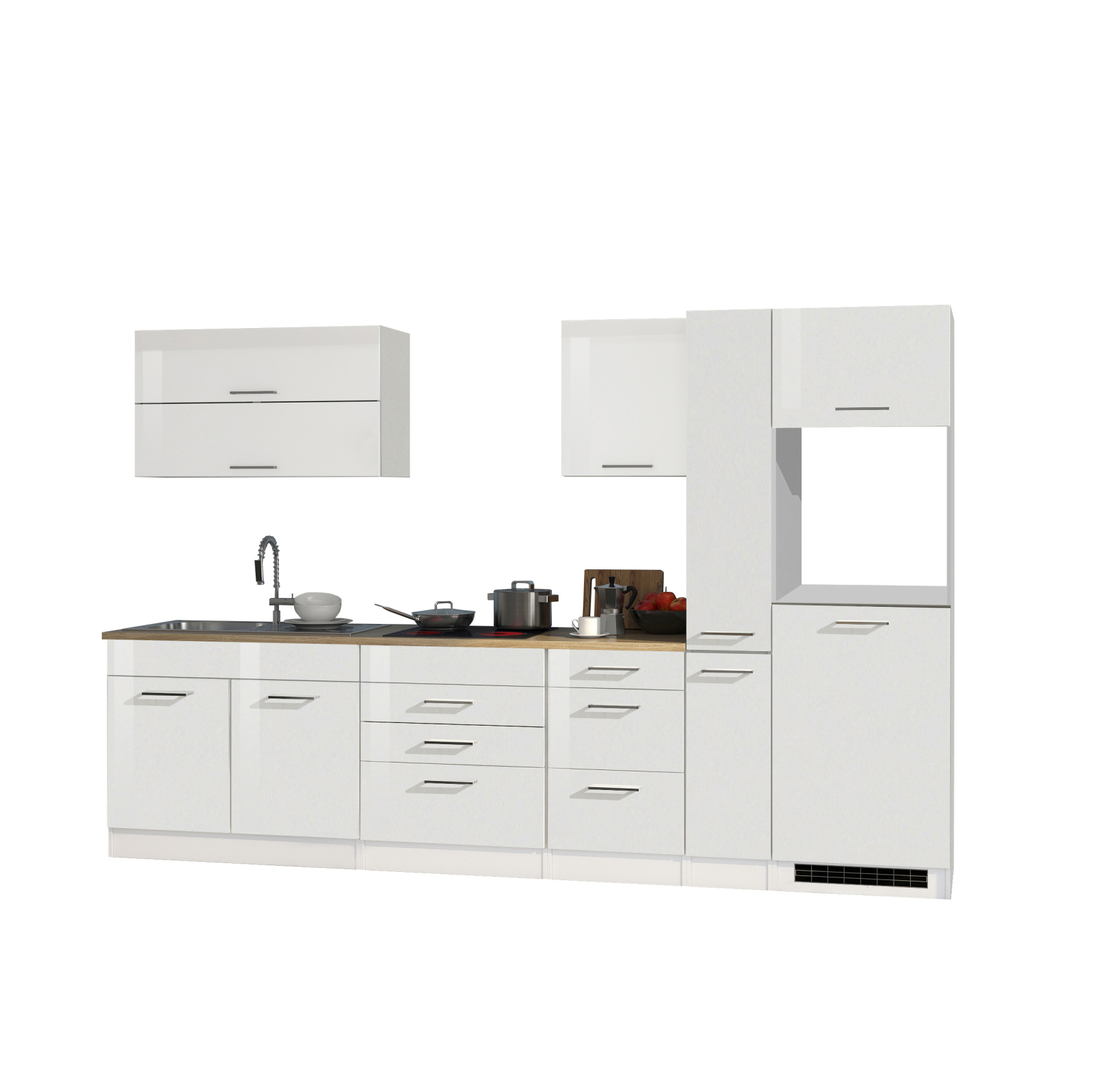 Küchenblock ROM - weiß Hochglanz- 320 cm