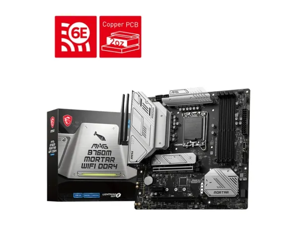 MSI MAG B760M MORTAR WIFI II - Bundkort - micro ATX - LGA1700 sokkel - B760 Chipset - USB 3.2 Gen 1, USB 3.2 Gen 2, USB-C 3.2 Gen2, USB-C 3.2 Gen 2x2 - 2.5 Gigabit LAN, Wi-Fi 6E, Bluetooth - onboard grafik (CPU påkrævet) - HD Audio (8-kanaler)