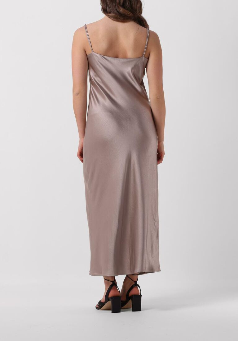 taupe notre-v maxi jurk satin strap dress